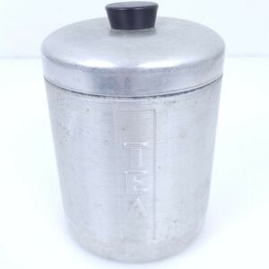 Vintage 1950’s Spun Aluminum Tea Kitchen Container Canister Mid-Century